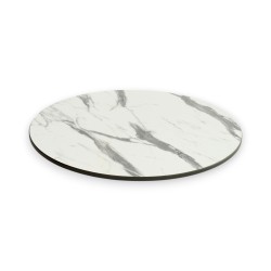 plateau de table compact hum 12 mm rond imitation marbre blanc professionnel chr