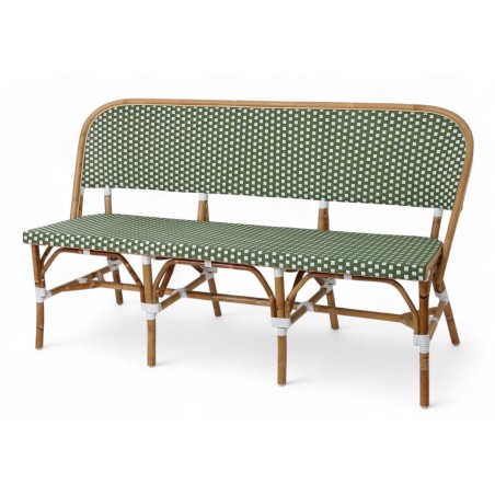 Banquette de terrasse en rotin ELYSEE - vert et blanc