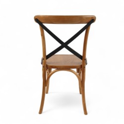 Chaise de bistrot VILLIERS - Bois - Croix en Métal - Assise bois