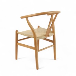 Fauteuil Oslo bois dossier bois courbé assise tressée style scandinave