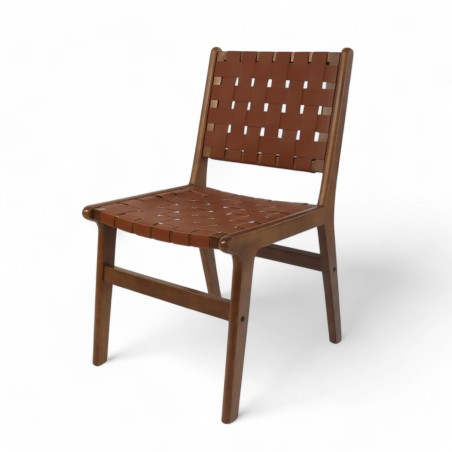 Chaise de restaurant bois foncé et cuir tressé copenhague Chaise de restaurant bois foncé et cuir tressé copenhague