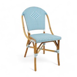 Chaise de terrasse rotin bleu clair