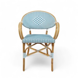 Fauteuil de terrasse parisienne Gallieni rotin bleu