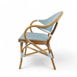 Fauteuil de terrasse Gallieni bleu clair rotin