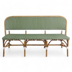 banc de terrasse en rotin ELYSEE - vert et blanc