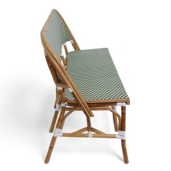 Banquette de terrasse en rotin ELYSEE - vert et blanc