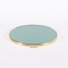 Plateau de table stratifié bleu glace celadon cerclage laiton CHR intérieur extérieur