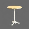 Table de bistrot Monceau pied en fonte blanc plateau stratifié jaune avec cerclage laiton CHR intérieur extérieur