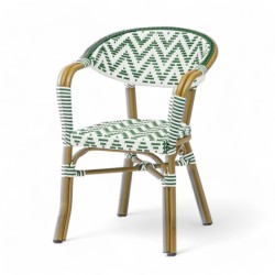 Fauteuil de terrasse Alma Vert foncé et blanc extérieur CHR