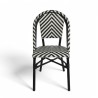 Chaise de terrasse RIVOLI structure aluminium noir tressage en polyrotin  noir et blanc motif chevrons