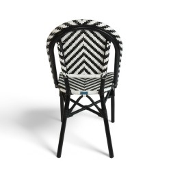 Chaise de terrasse de restaurant RIVOLI noir et blanche structure noir