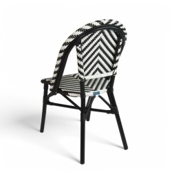 Chaise CHR tressé noir et blanche structure noir aluminium