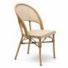 chaise de restaurant parisien textilene beige et blanc structure imitation rotin