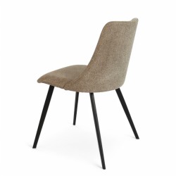 chaise d'intérieur Milan en tissus beige foncé et piétement en métal noir