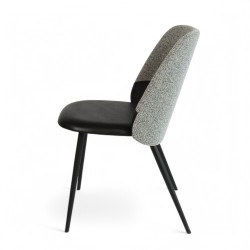 Chaise de bistrot VERONE en similicuir noir et tissus gris clair. CHR