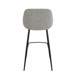 Dossier de la chaise de bar VERONE en similicuir noir et tissus gris chiné. Piètement Noir en métal.