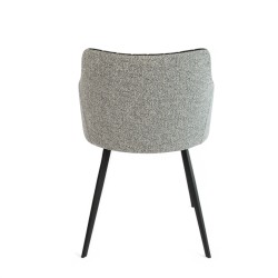 Fauteuil de bistrot MILAN, conçue pour l'intérieur, en similicuir noir et tissus Gris clair. piétement noir en métal.