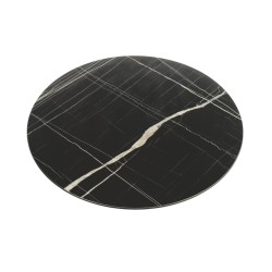 plateau de table compact HPL 12 mm rond stratifié décor marbre noir professionnel chr