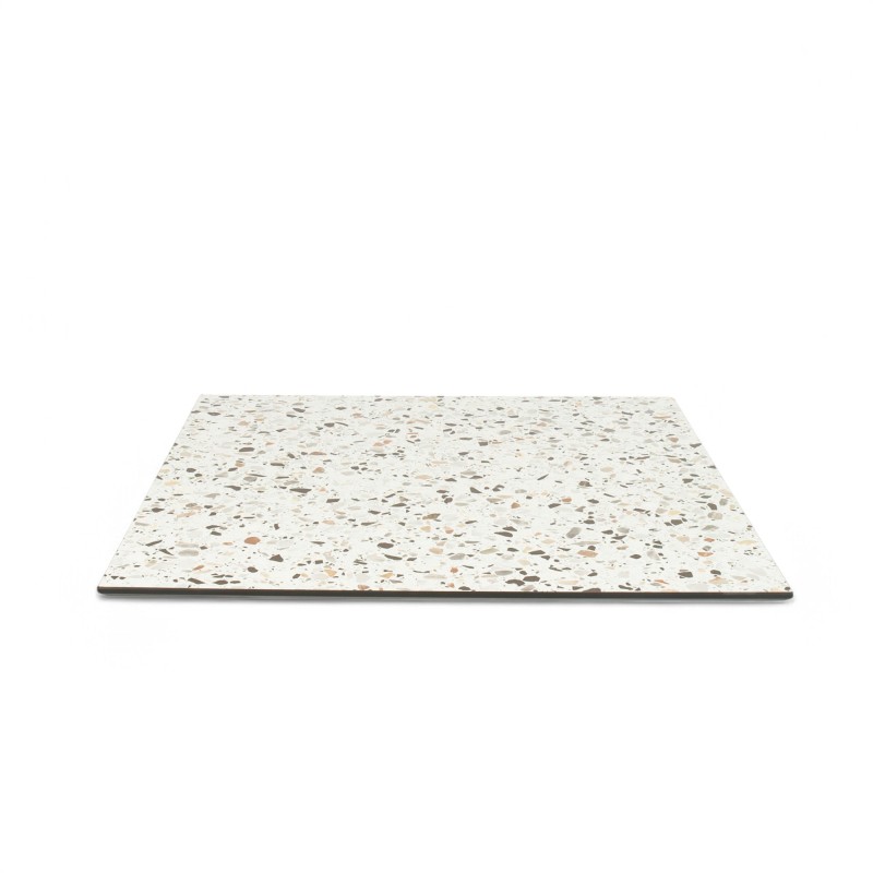 plateau de table compact HPL 12mm motif terrazzo malaga pour restaurant chr