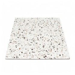 plateau de table compact HPL 12mm motif terrazzo pour restaurant chr