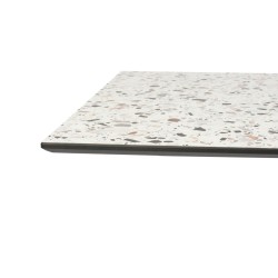 plateau de table compact HPL 12mm motif terrazzo pour restaurant chr