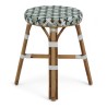 tabouret en rotin bistrot parisien tressage vert et blanc