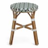 tabouret en rotin bistrot parisien tressage vert et blanc