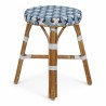 tabouret en rotin bistrot parisien tressage bleu et blanc