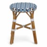 tabouret en rotin bistrot parisien tressage bleu et blanc
