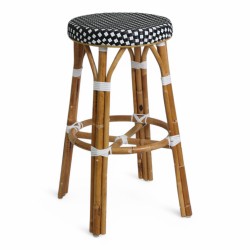 Tabouret de terrasse tabouret de bar Elysée en rotin couleur noir