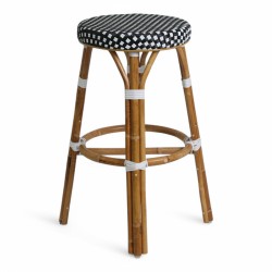 Tabouret de terrasse tabouret de bar Elysée en rotin couleur noir