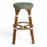 tabouret en rotin bistrot parisien tressage vert et blanc