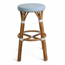 tabouret en rotin bistrot bleu clair et blanc - tabouret rotin