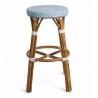 tabouret en rotin bistrot bleu clair et blanc - tabouret rotin
