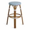 tabouret en rotin bistrot bleu clair et blanc - tabouret rotin
