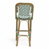 Grande chaise de bar parisienne rotin tressage vert bleu et blanc design paris st germain