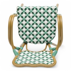 fauteuil de terrasse st germain tressage vert blanc design rotin