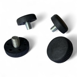 lot de 4 vérins pieds de table réglable plastique noir D 3,5 cm M10