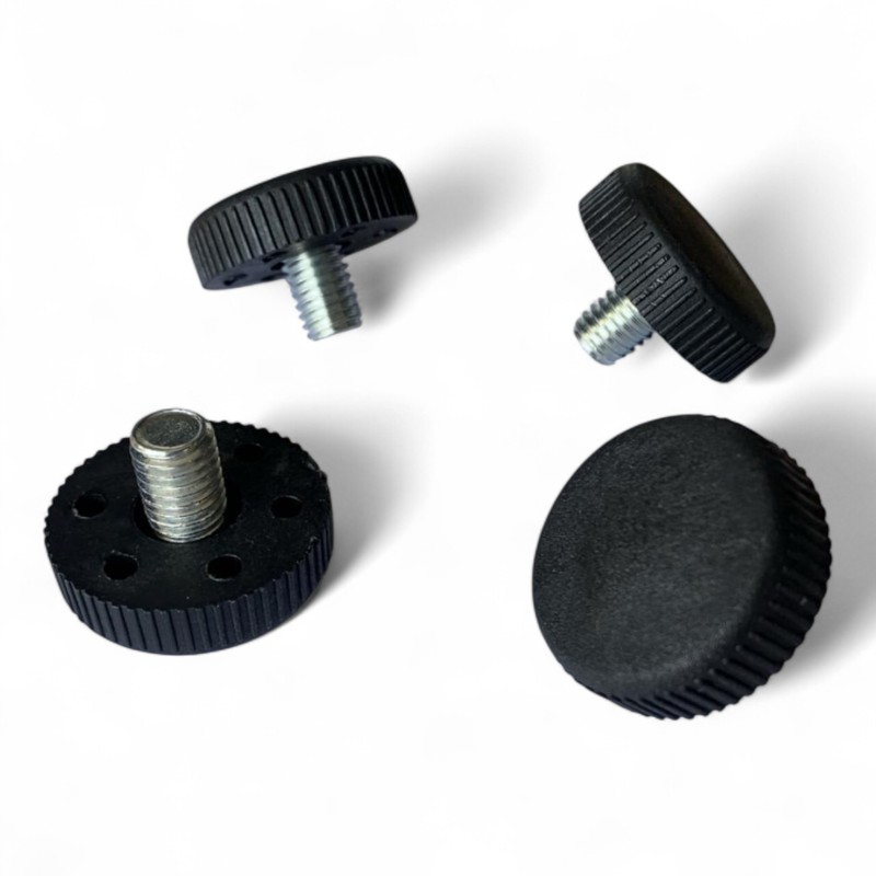 lot de 4 vérins pieds de table réglable plastique noir D 3,5 cm M10