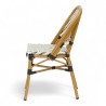 chaise de terrasse parisienne aluminium polyrotin Hoche tressée noir et blanc, aluminium couleur rotin