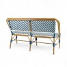 banquette d'extérieur restaurant rivoli tressage bleu et blanc structure aluminium rotin