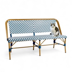 Banquette de terrasse RIVOLI - Tressage bleu et blanc