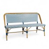 banquette d'extérieur restaurant rivoli tressage bleu et blanc structure aluminium rotin