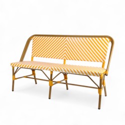 banquette de terrasse rivoli jaune blanche rotin aluminium