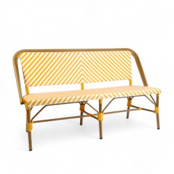 banquette de terrasse rivoli jaune blanche rotin aluminium