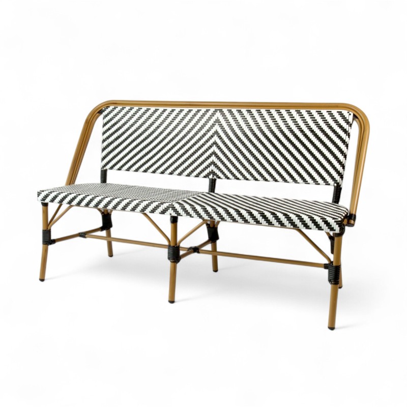 banquette de terrasse rivoli noir et blanche extérieur rotin aluminium