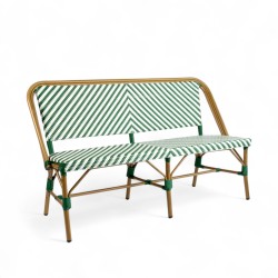 banquette de terrasse Rivoli vert foncé extérieur rotin synthétique aluminium