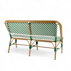banquette de terrasse Rivoli vert foncé extérieur rotin synthétique aluminium
