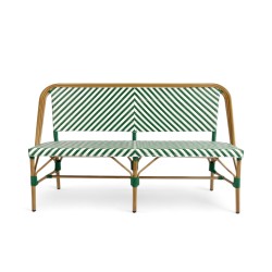 banquette de terrasse Rivoli vert foncé extérieur rotin synthétique aluminium
