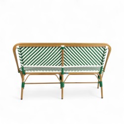 banquette de terrasse Rivoli vert foncé extérieur rotin synthétique aluminium